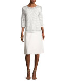 Faux-Wrap A-Line Skirt, Off White