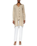 Linen Scoop-Neck Tank, Sesame, Plus Size