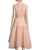Minnow-Jacquard V-Neck Dress, Shell
