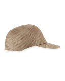 Straw Leather-Trim Baseball Cap