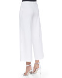 Wide-Leg Interlock Pants, White, Petite 