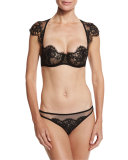 Jamais Le Premier Soir Cap-Sleeve Balconette Bra, Black