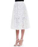 Midi Lace Skirt, White