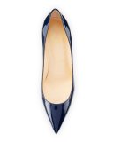 Decollete Patent 70mm Red Sole Pump, Navy