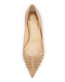 Baretta Studded Red Sole Skimmer Flat, Nude