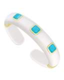 Weekend White Agate Cuff Bracelet with Turquoise Studs