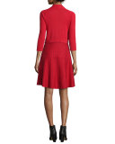 Twirl Sleeveless Knit Dress, Red