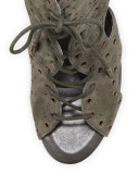 Aeron Suede Lace-Up Sandal, Ash Green