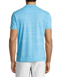 Felix Johnny-Collar Fine-Stripe Polo Shirt, Atoll