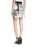 Riley Graffiti-Print A-Line Miniskirt