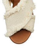 Adele Frayed Canvas Platform Clog Sandal, Latte