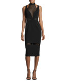 Layered Lace & Crepe Bandage Dress