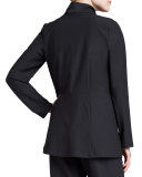 Long Washable Crepe Shawl-Collar Jacket, Petite