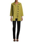 Ottoman Knit Wool Easy Shirt, Leaf 