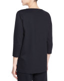 3/4-Sleeve Lux Stretch-Cotton Ponte Top