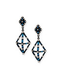 Proxima Baguette Crystal Drop Earrings, Matte Black