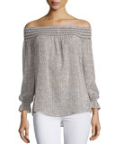 Atmosphere Smocked Off-The-Shoulder Top