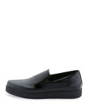 Patent Saffiano Skate Sneaker, Nero