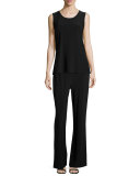 Stretch-Knit Wide-Leg Pants, Black, Plus Size