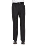 Parker Flat-Front Super 150's Trousers, Black