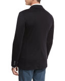 Silk-Cotton Knit Blazer, Navy