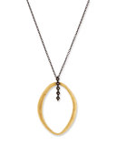 Old World Large Pointed Oval Diamond Crivelli Pendant Necklace