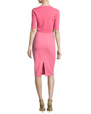 Jewel-Neck Sleeveless Sheath Dress, Pink