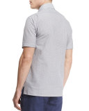 Seersucker Short-Sleeve Shirt, Medium Gray