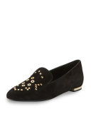 Mormont Suede Grommet Loafer, Black