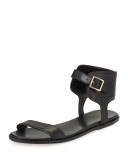Barra Leather Ankle-Strap Sandal, Black