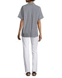 Kaya Short-Sleeve Gingham Blouse 