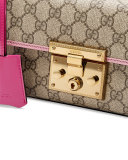 Padlock Small GG Supreme Shoulder Bag, Pink Trim