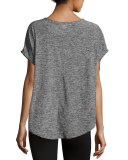 Scalloped Jersey Tee, Black/White