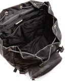 Men's Nylon Double-Buckle Backpack, Black