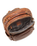 Logan Men's Pull-Up Leather Backpack, Cognac 