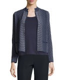 Reptile-Knit Zip-Front Jacket, Gray/Multi