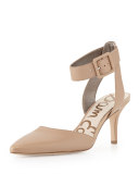 Okala Pointy Ankle-Wrap Pump, Nude