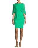 Cape-Sleeve Scuba Sheath Dress