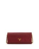 Saffiano Wallet on a Chain, Wine (Cerise)