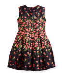 Degrade Pansies Mikado Party Dress, Navy/Ruby, Size 2-14