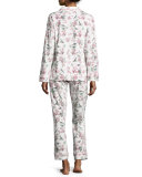 Bird-Print Toile Pajama Set, Ivory, Plus Size