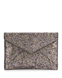 Leo Glitter Envelope Clutch Bag, Silver/Multi