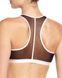 Metropolis Racerback Mesh Bralette, Black/Pink Lilly