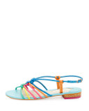 Copacabana Strappy Flat Sandal, Blue/Multi