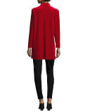 Mandarin-Collar Velvet Shirt, Petite 