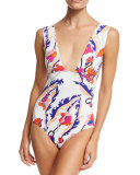Ranuncoli Reversible Monokini, White/Pink