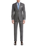 Super 160s Wool Box-Check Two-Piece Suit, Light Gray