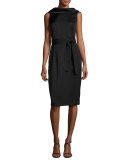 Eve Sleeveless Scoop-Back Dress, Black