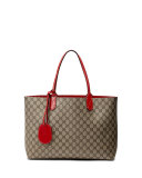 Reversible GG Leather Tote, Brown/Red