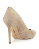 Hazel Pointed-Toe Suede Pump, Beige